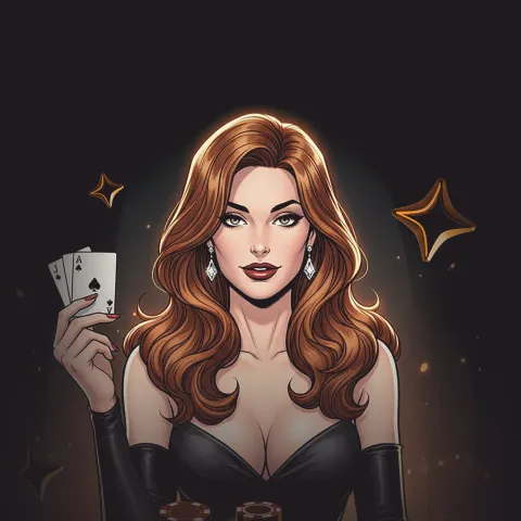 Wanted Win Casino Australia hostess holding playing cards over casino chips